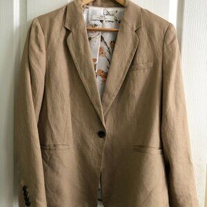 Beige Linen Blend Blazer from Dex (Women's Size Large)